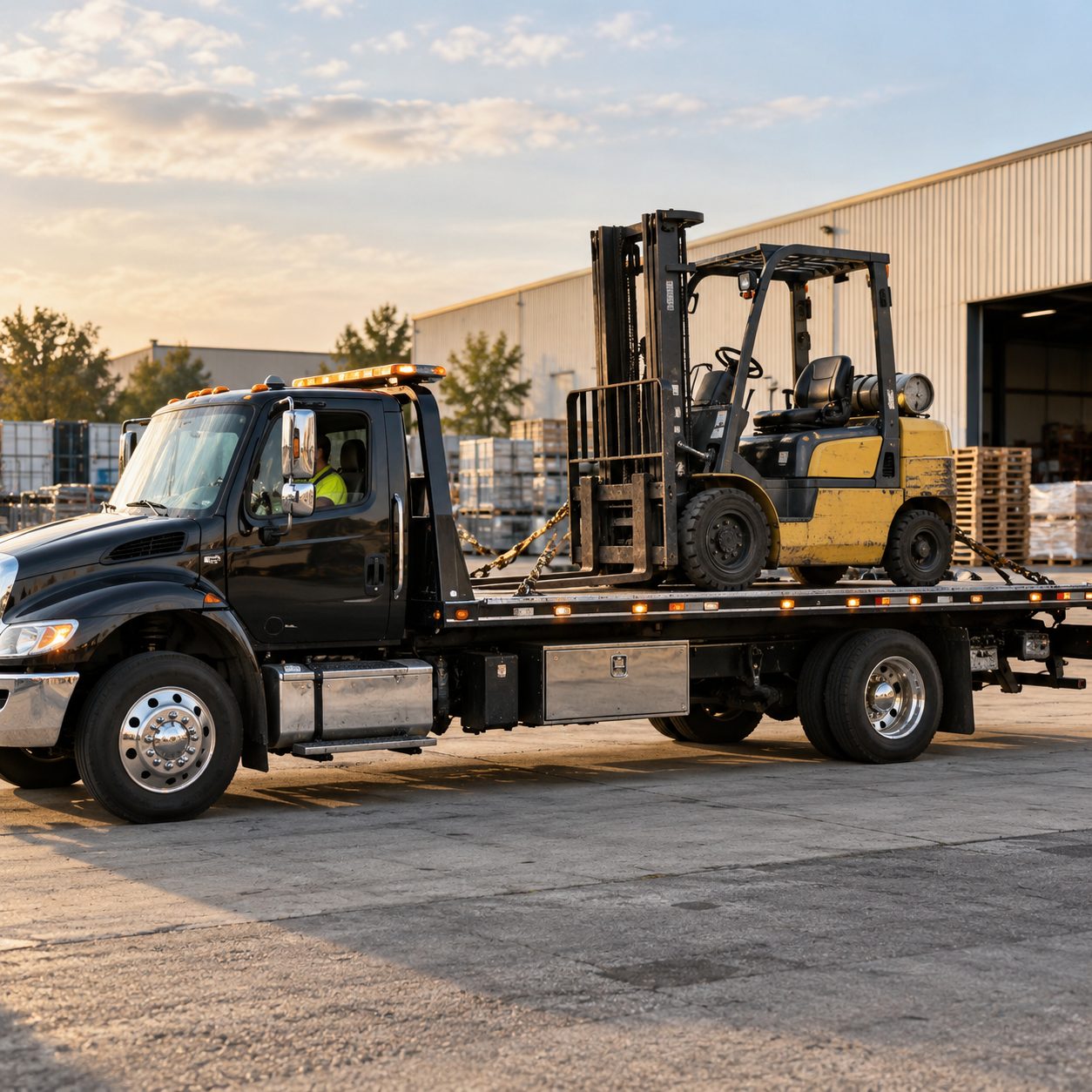Equipment Towing in Green Valley Ranch - CO loading a skid steer onto a trailer